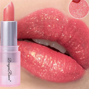 6 màu sắc không thấm nước kim cương lấp lánh son môi bền lâu giữ ẩm sáng bóng Pearlescent Nude Son môi màu đỏ trang điểm môi mỹ phẩm