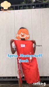 Apron Masterchef Free Topi Anak | Celemek Satu Set Apron Anak