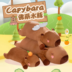 JOJO CASTLE Cute Fluffy Sleepping Pillow Capybara Plush Doll Kawaii 60/80/100cm Long Capybara Plush Pillow Stuffed Toy Stuffed Animals Birthday Gift Home Decor