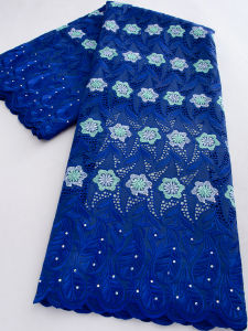 Elegant Gray Floral Embroidered Cotton Lace Fabric – Swiss Voile Lace with Sequins for African Wedding & Party Dresses