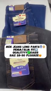 Mens Jeans Pants SlimCut Cotton Rubber 28-50 #6610 BLACK & BLUE