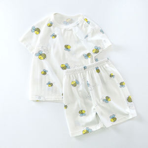 Pure Cotton Short Sleeve Childrens Set Baby Home Clothes Sleepwear for Boys And Girls Lightweight Summer Outfit for Infants And Toddlers