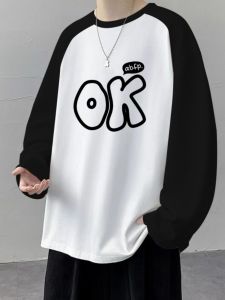 Loose Fit Pure Cotton Long Sleeve T-Shirt Shoulder Insert Design Comfortable Breathable Sweatshirt for Men Spring Autumn Season