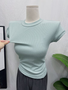 High J! South Korea Ins New Arrival Small round Neck Short Sleeve T-shirt Female Silm Slim Looking Base Inner Wear Blouse New Summer