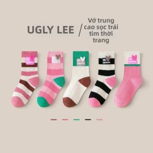 Vớ Cotton Phong Cách Retro Mới Cho Bé Gái Dài Đến Đùi Mùa Thu Đông