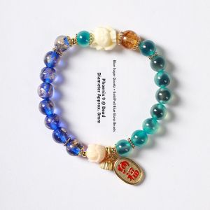 NanZhu XiaoYuan SugarHeart Agate Multi Treasure Bracelet Gold And Silver Foil Womens Fashion Jewelry Lucky Bead Gifts