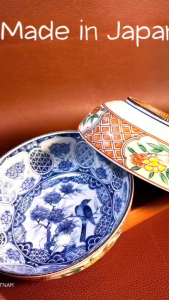 [Hàng Hiếm Japan 100% New] 01 Bát/ Tô Tuyệt Tác Size Lỡ Trong Vẽ Lam Ngoài Tam Thái