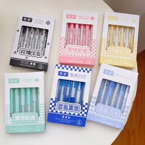 MallMainan-A69 Pulpen ST Set 6IN1 Motif Bunga 0.5MM / Pena Mekanik Alat Tulis Perlengkapan Sekolah / Retractable Pen Karakter Set / Pulpen Cetek Import