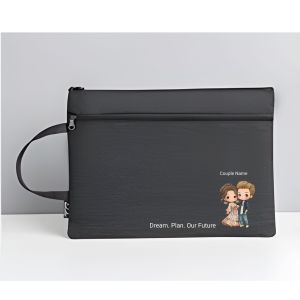 Christmas couple gift/ Personalized doubled zipped waterproof document bag + Own chibi charater & name