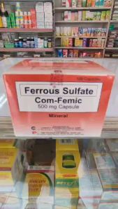 FERROUS SULFATE IRON (COM-FEMIC) MINERAL 500mg Capsules 100s