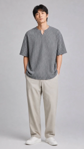 Crush Fashion Mens Henley Shirt Loose Fit Short Sleeve Herringbone Notch Neck Minimalist Casual Summer T Shirt Black White Grey