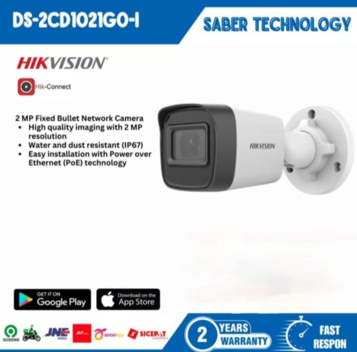 HIKVISION DS-2CD 1021G0-I 2MP EXIR POE BULLET OUTDOOR IP CAMERA  Lazada Indonesia