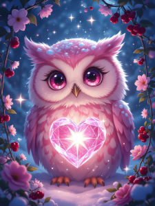 Huacan Diamond Painting Owl Heart Diamond Embroidery Animal Flower Complete Kit Rhinestone Pictures