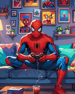 KAYOU | 5D Diamond Mosaic Spider-Man Phim Hoạt Hình Tranh Tự Làm Bộ Tranh Tròn/vuông Đầy Đủ Trang Trí Nhà Cửa Bộ Hoàn Chỉnh - Không Cần Khung