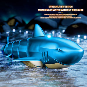 Rc Shark Boat Robots 2.4G 4 Channel High Speed Remote Control with Light Effects Underwater Game Toys for Kids Boys Submarine