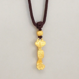 Chow Sang Sang 周生生 999.9 24K Pure Gold Cultural Blessings Ruyi and Auspicious Rat Necklace for Women & Men 70cm 91433Z Price-by-Weight 11.22g Gold