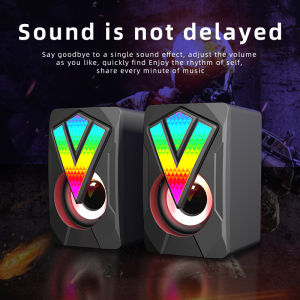2 PC Wired RGB Gaming Speakers Subwoofer Stereo Surround Music for PC Desktop Subwoofers Computer Speakers Mini Speakers