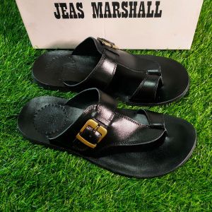 Sandal Kulit Pria Jeas Marshall - Kulit Sapi Asli 100% - JM 09 Hitam ( Produksi Sendiri )