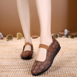 Spring Autumn Beijing Cloth Shoes for Women Breathable Casual Mesh Slippers Flat Heel Anti-slip Elderly Mom Shoes