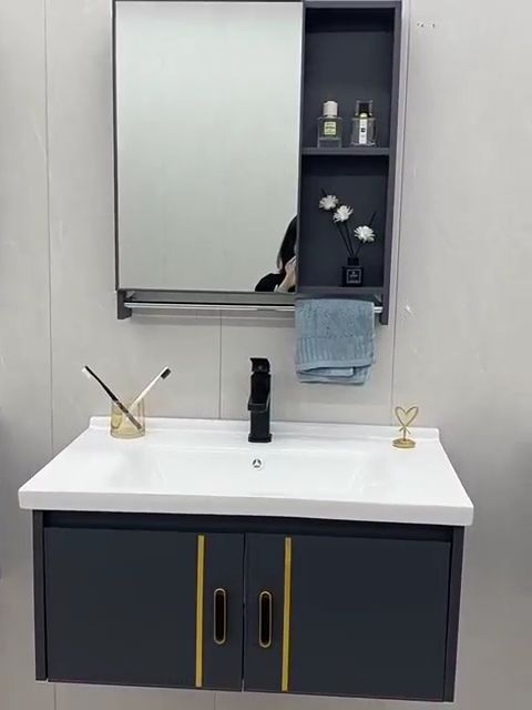 60cm Aluminium Bathroom sink cabinet Toilet sink Wall-Mounted Lavatory