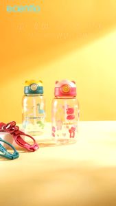 ECENTIO Botol Minum Anak 750ml Dengan Sedotan Anti Tumpah Botol Air BPA Free Pola Dinosaurus