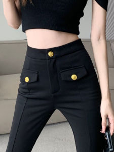 กางเกงสูทขายาวทรงเอเอวสูงสำหรับผู้หญิง ทรงหลวม ทรงขาบาน ทรงหลวม ทรงเอ ฤดูใบไม้ผลิและฤดูร้อน ทรงเข้ารูป ทรงเอ