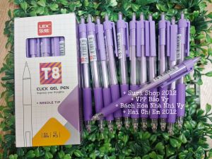Hộp 12 cây bút gel mực tím Lex ngòi 0.5mm ( bút dạng bấm tiện lợi mực mau khô không lem )