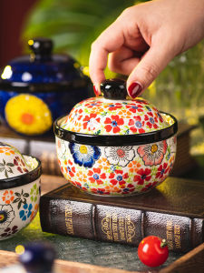 Retro Ceramic Small Steamed Egg Porridge Bowl Water Separation Steaming Pot for Home Use High Sealing Capacity 300ml-500ml