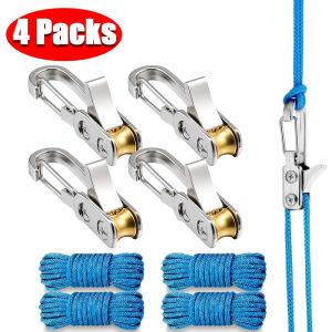 Rope Tying Tool And Tensioner with Roller Tensioner Heavy-Duty Retractable Buckle with Accessory Rope Suitable for Camping