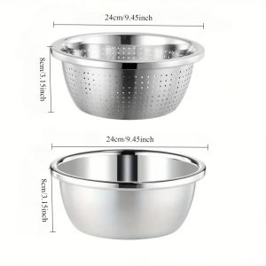 Bộ 2 Bát Trộn Inox Bộ Phụ Kiện Nhà Bếp Máy Giặt Gạo Lọc Lọc Đồ Dùng Gia Đình Dụng Cụ