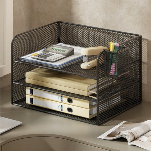 WUBUWEI | Space Saving Book and Document Organizer with Pen Holder
