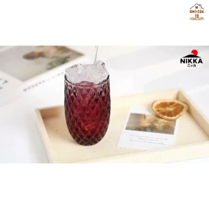 Bộ 6 cốc thủy tinh Nikka 370ml mix 3 màu chịu nhiệt 100°C dùng máy rửa bát ly uống nước cao cấp bền đẹp.
