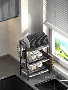NINI Rak Dish Rak Pinggan Sinki Dish Drainer Rack Kitchen Rack Dish Drainer Racks Utensil Holder Plate Storage Organizer 沥水架