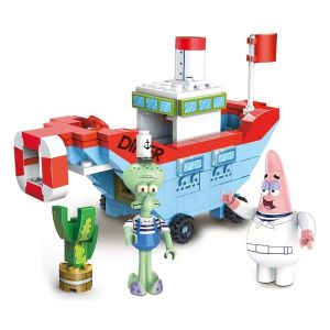 SpongeBob SquarePants Assemble Building Blocks Crab Boss Crab Pot King Base Restaurant dispatches Big Star Doll kids Gift Toy