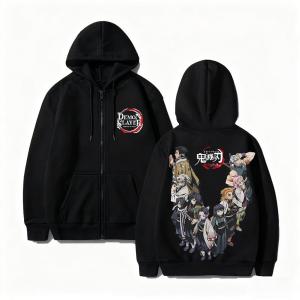 Bandai | Demon Slayer Anime Hoodie Zip Up Jacket Men Women Casual Streetwear Cosplay 2026 Autumn Winter New Sweatshirt Long-sleeved Tops