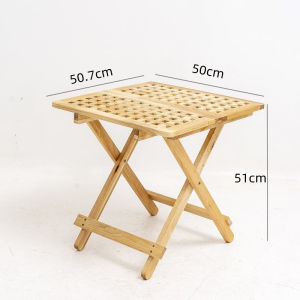 Solid Wood Simple Foldable Coffee Table Pastoral Grid Portable Ultra-Small Square Coffee Table Corner Table Minimalist Mini Flower Stand