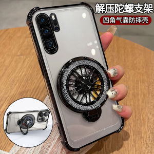 Ultra-Thin Silicone Phone Case for Huawei P30 pro Transparent Protective Cover with Stand Full Protection Shockproof Mens Model