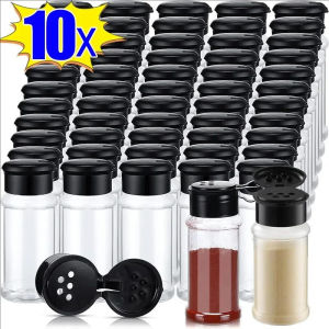 10Pcs Portable Spices Seasoning Shaker Bottles 100ML Plastic Seasoning Bottles Clear and Safe Plastic Bottle Containers for Storing Spice Herbs and Seasoning Powders