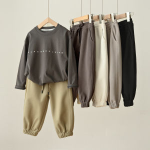 Childrens Sport Pants Loose Running Long Pants Spring Autumn Style Elastic Waist Cotton Fabric Boys Girls Kids Clothing