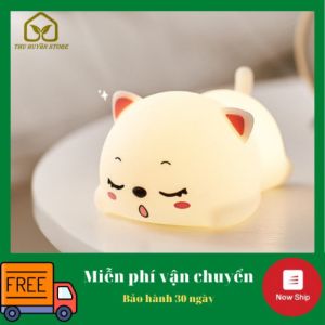 🌟𝑺𝑨𝑳𝑬 𝑺𝑶̂́𝑪🌟 Đèn Ngủ Silicon Hình Dáng Mèo Con  Đám Mây Dễ Thương Có Điều Khiển Từ Xa - Đèn Decor Trang Trí