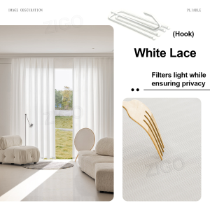 White Curtain Sheer Window Covering Light & Airy Privacy Sheer Lace Curtain With Ring For Bedroom