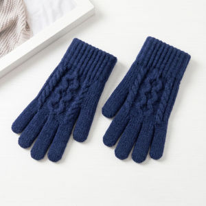 Cable Twist Knit Winter Gloves Walking Commuter Hole Fingertip Touchscreen Women Warm Stretch Fashion Pastel Color Casual Gloves