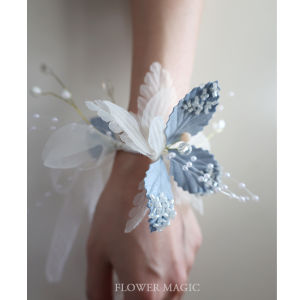 Thanh Lịch Bó Hoa Cưới Màu Xanh Xám Hoa Cầm Tay Cô Dâu Em Gái Băng Đảng Vòng Tay Hoa Lễ Kỷ Niệm Đám Cưới Đồ Dùng