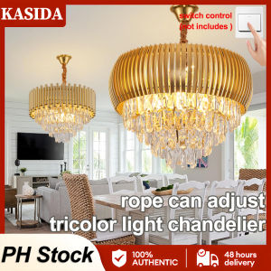 KASIDA Crystal chandelier light modern design luxury tricolors dimming chandelier ceiling light sala pendant lights for ceiling chanderlier living room bedroom dining room drop lights for ceiling