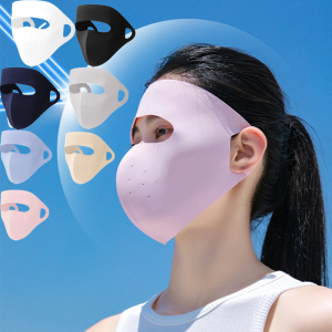 Thin Cooling Face Mask Women Breathable Sun UV Protection Cycling Full Face Mask Summer Ice Silk Outdoor Beach Sun Shield