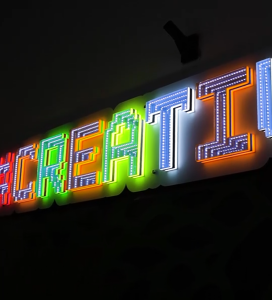 Huruf Timbul Huruf LED Backlight Akrilik Custom 3D | Signage Huruf LED Menyala Akrilik | Neon Sign Huruf Timbul Menyala Custom – Model Infinity