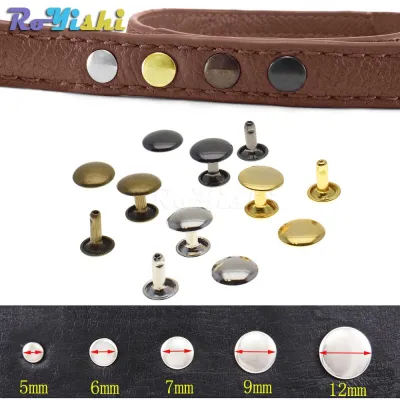 100 Cái/bộ 6mm-12mm Sắt Đôi Nắp Đinh Tán Đính Tròn Cho Da Thủ Công Túi Đựng Giày Dây Sửa Chữa-Đinh Tán Tròn Kim Loại Có Chuôi 2mm-3mm