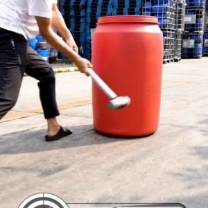 ถังพลาสติก 200 ลิตร อุตสาหกรรม มีฝาปิด มีสายรัดกันของเหลวรั่วซึม