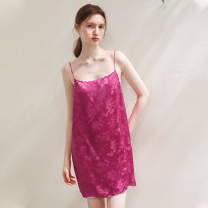 XEXZ | Pure Silk Satin Sleepwear French Sweet Mulberry Silk Strap Backless Haute Couture Home Leisure Short Dress One-Shoulder Style