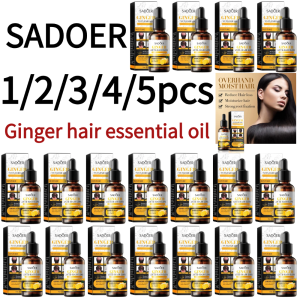 SADOER 1/2/3/4/5pcs Black Sesame Hair Strengthening Oil Ginger hair essential oil Nourishing Treatment Split Ends Dry All Types